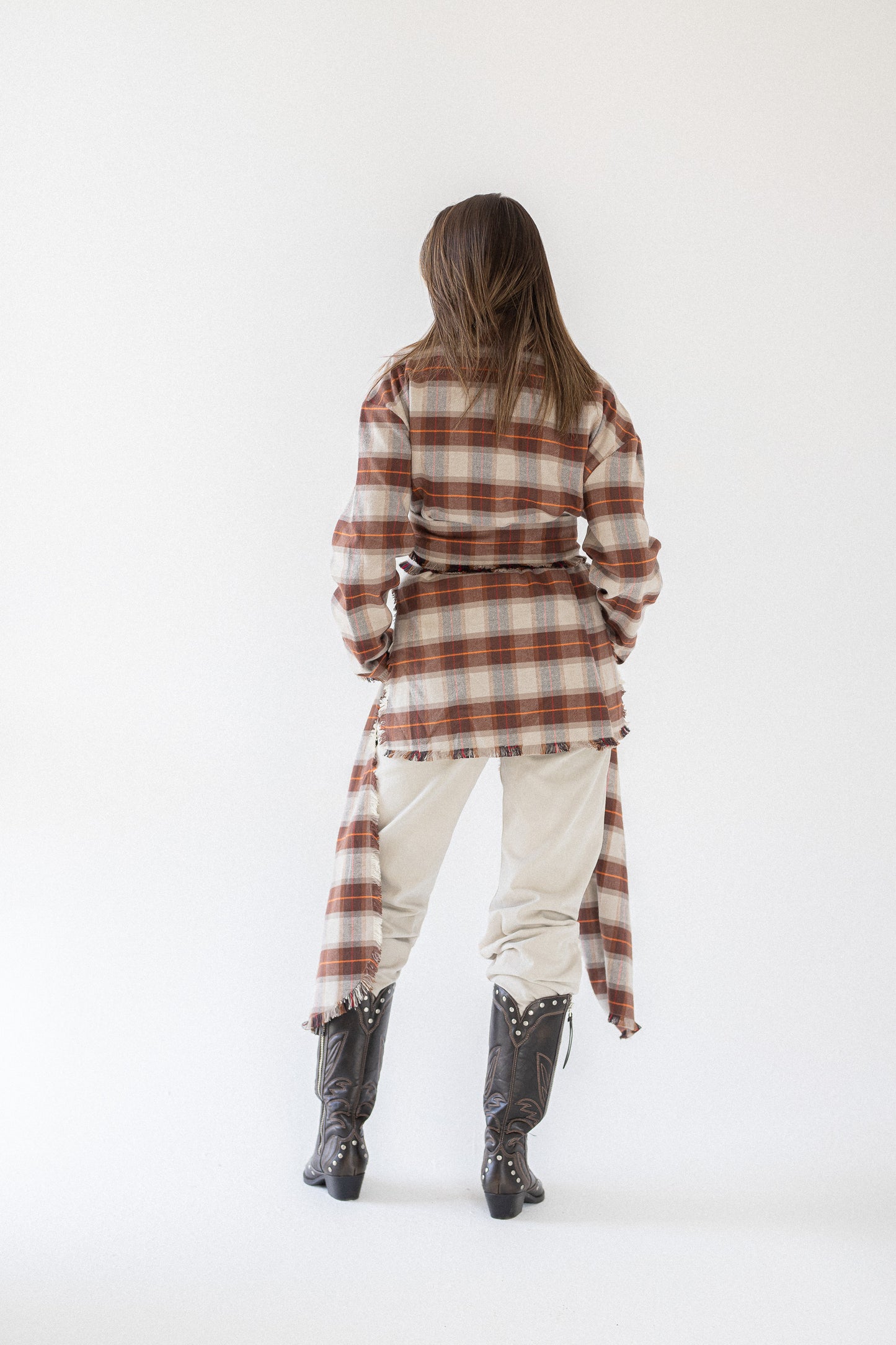 wrapped plaid cardigan