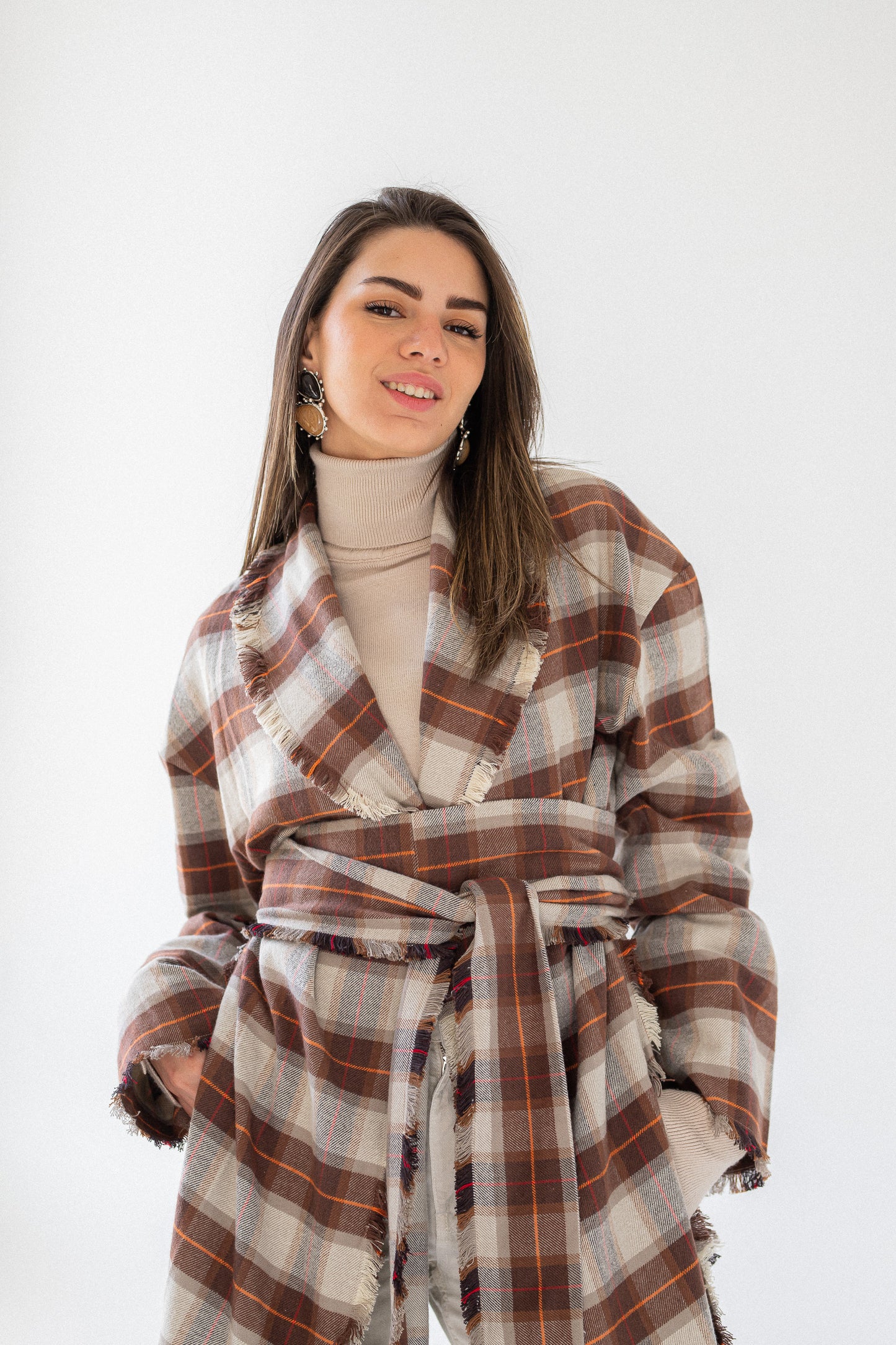 wrapped plaid cardigan
