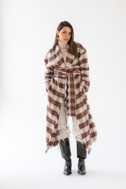wrapped plaid cardigan