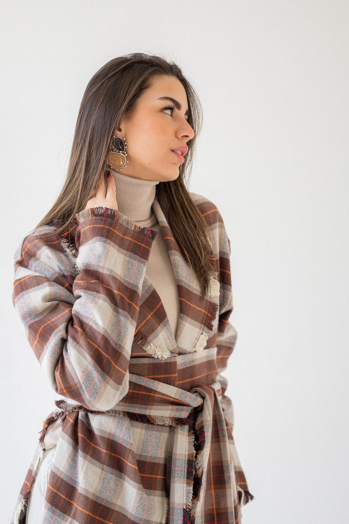 wrapped plaid cardigan