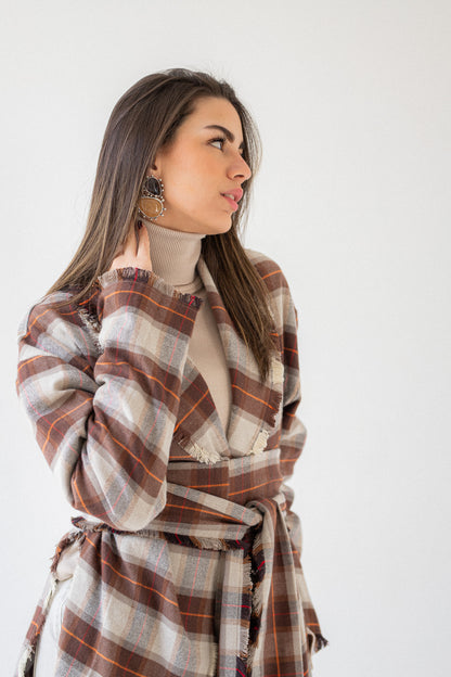 wrapped plaid cardigan