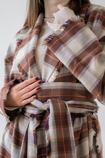 wrapped plaid cardigan