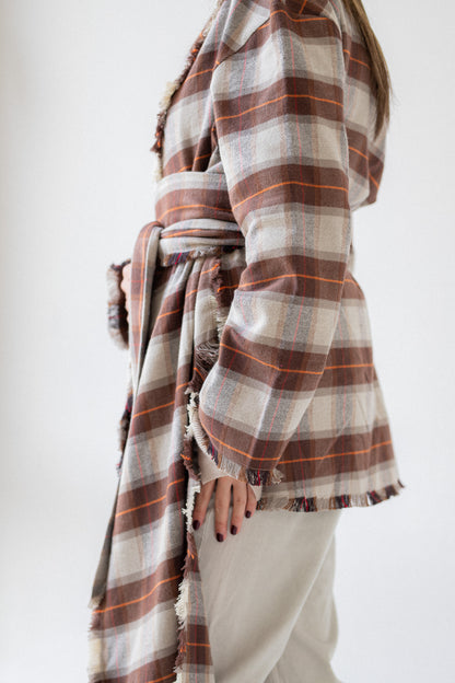 wrapped plaid cardigan