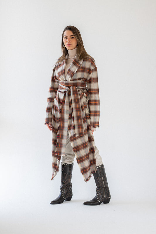 wrapped plaid cardigan
