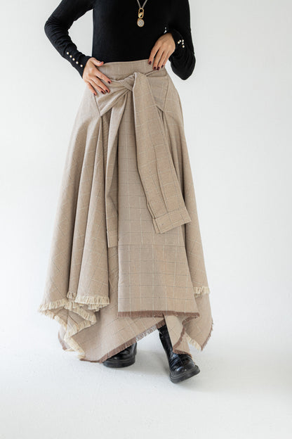 The Beige Fringe Wrap Skirt