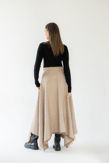 The Beige Fringe Wrap Skirt