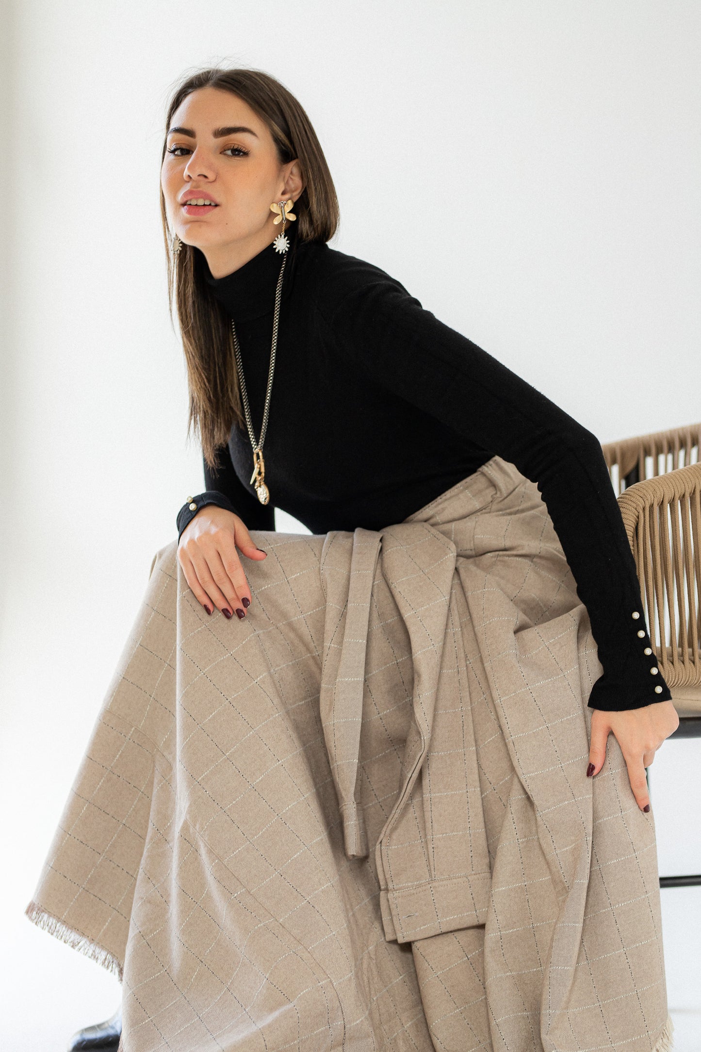 The Beige Fringe Wrap Skirt